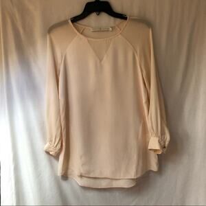 Marie Oliver Light Blush Long Sleeve Sheer Blouse